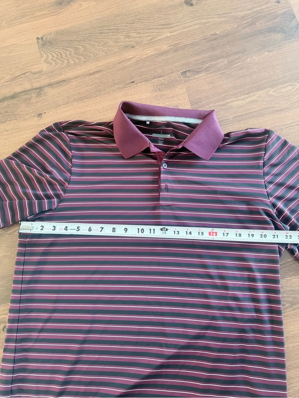adidas Men’s Burgundy Polo with Purple and Black Stripes